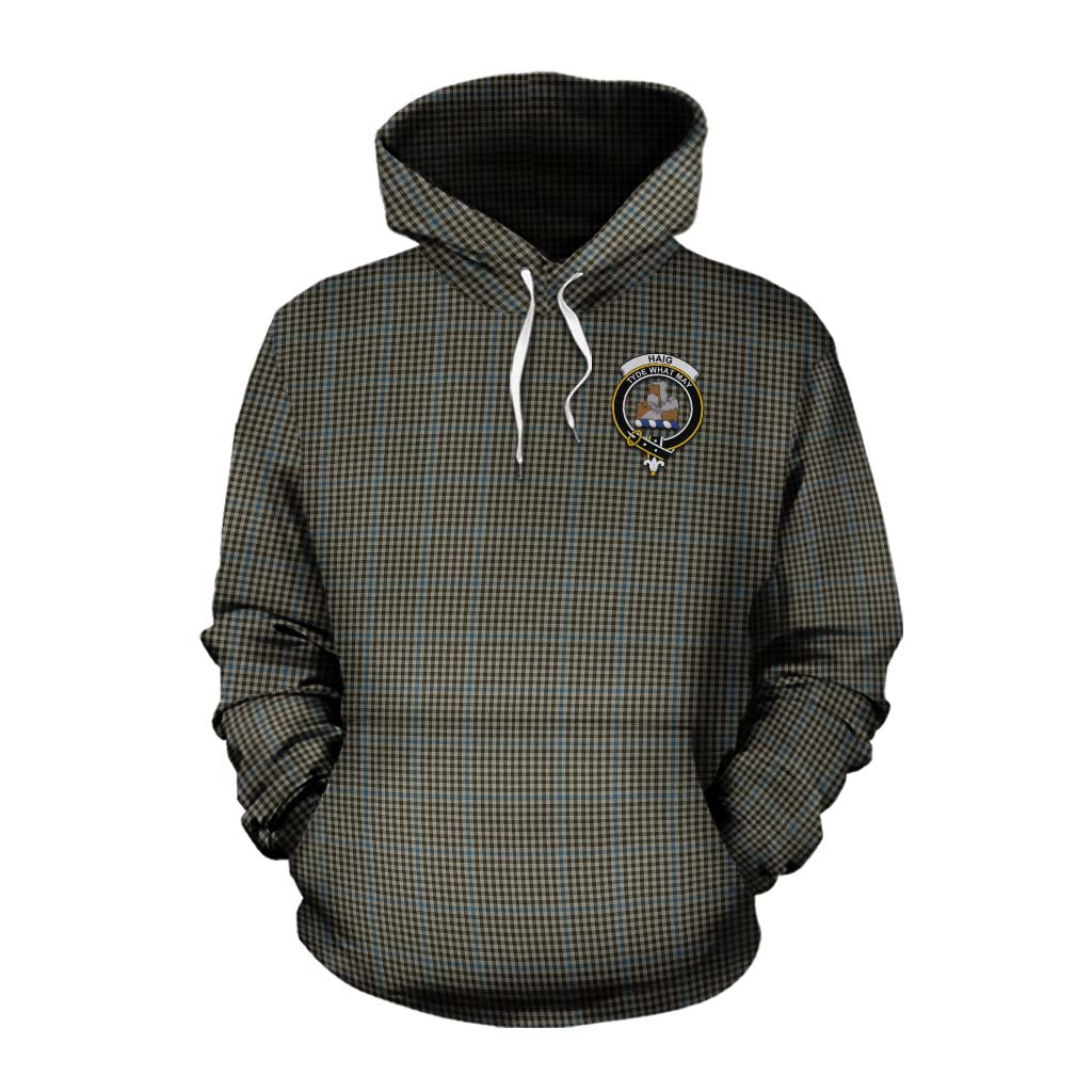 Tartan Vibes Clothing Haig Tartan Cotton Hoodie with Family Crest Celtic Skull Style