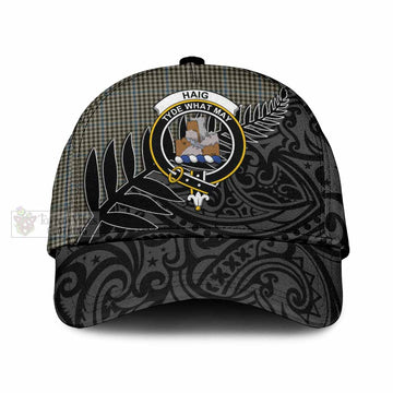 Haig Crest Tartan Classic Cap with New Zealand Silver Fern Half Style