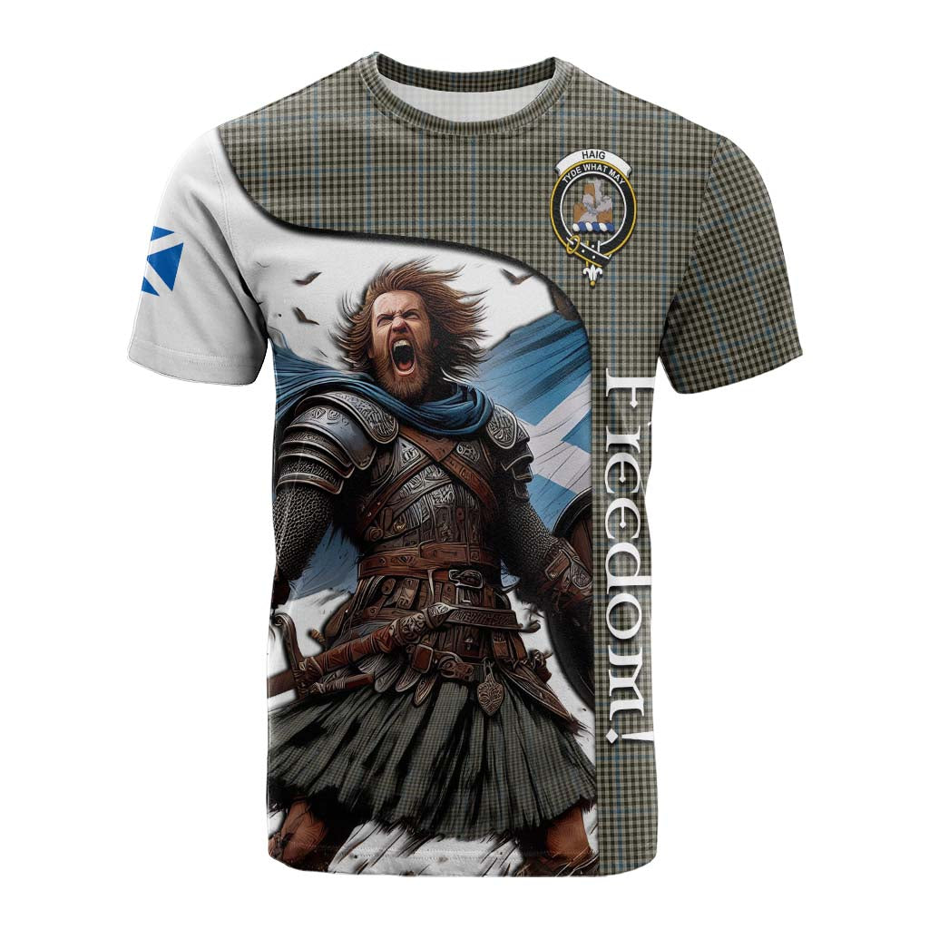 Tartan Vibes Clothing Haig Crest Tartan Cotton T-shirt Inspired by the Freedom of Scottish Warrior