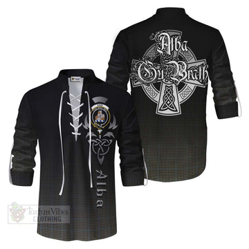 Haig Tartan Ghillie Kilt Shirt Featuring Alba Gu Brath Family Crest Celtic Inspired