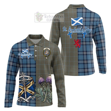 Haig Tartan Long Sleeve Polo Shirt Happy St. Andrew's Day Half Tartan Style