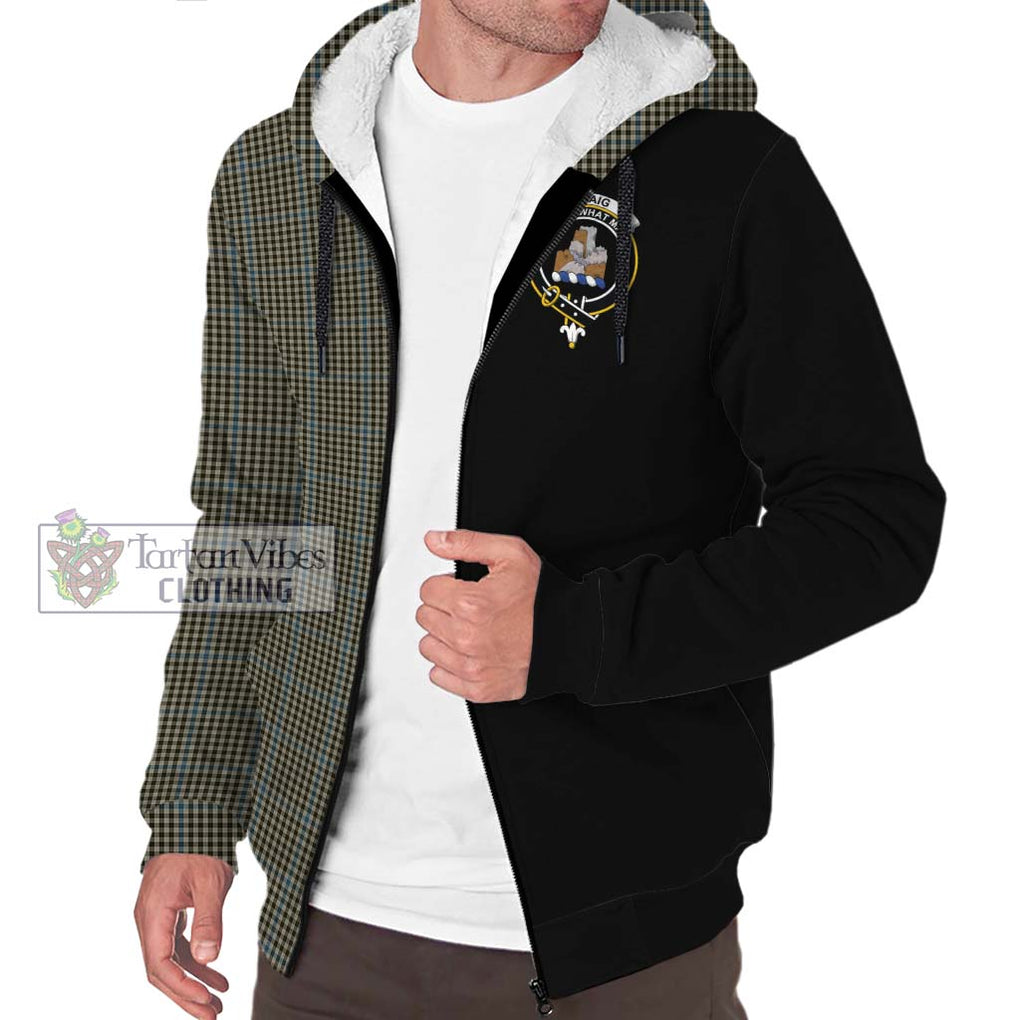 Haig Tartan Sherpa Hoodie with Family Crest and Half Of Me Style Unisex S - Tartanvibesclothing Shop