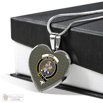 Haig Tartan Heart Necklace with Family Crest