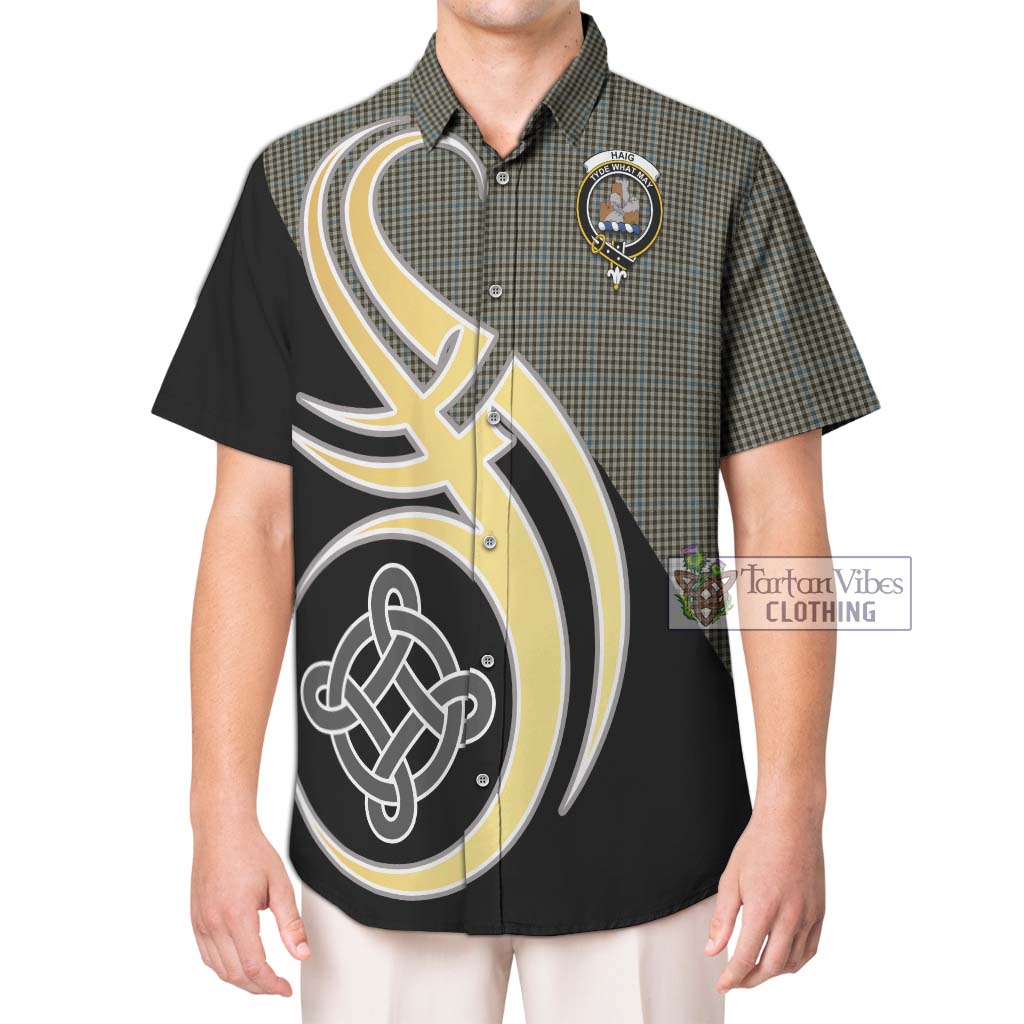 Haig Tartan Short Sleeve Button Shirt with Family Crest and Celtic Symbol Style Kid - Tartan Vibes Clothing