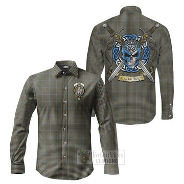 Haig Tartan Long Sleeve Button Shirt with Family Crest Celtic Skull Style