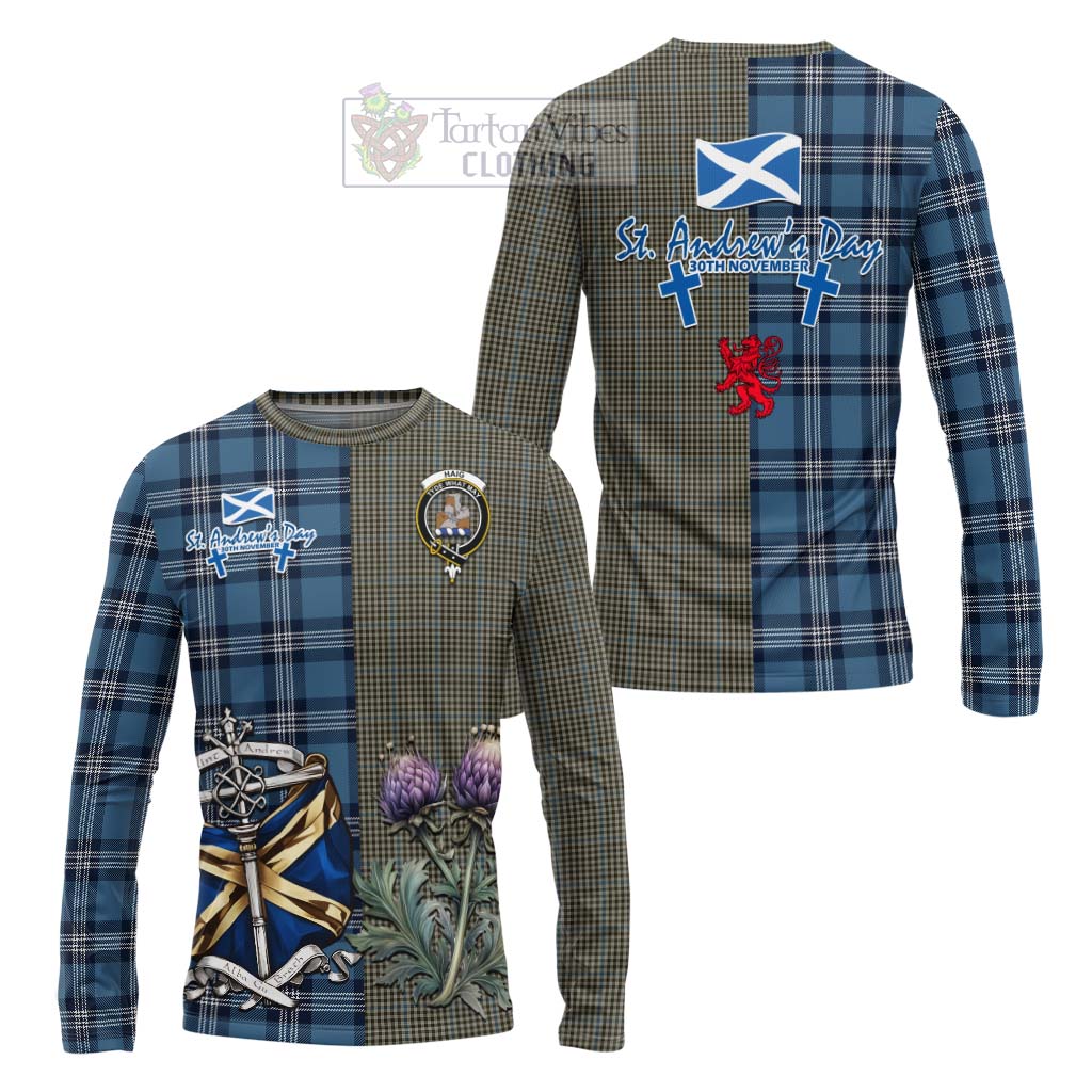 Tartan Vibes Clothing Haig Tartan Long Sleeve T-Shirt Happy St. Andrew's Day Half Tartan Style