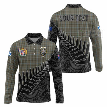 Haig Crest Tartan Long Sleeve Polo Shirt with New Zealand Silver Fern Half Style