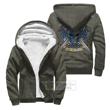 Haig Tartan Sherpa Hoodie with Family Crest Celtic Skull Style