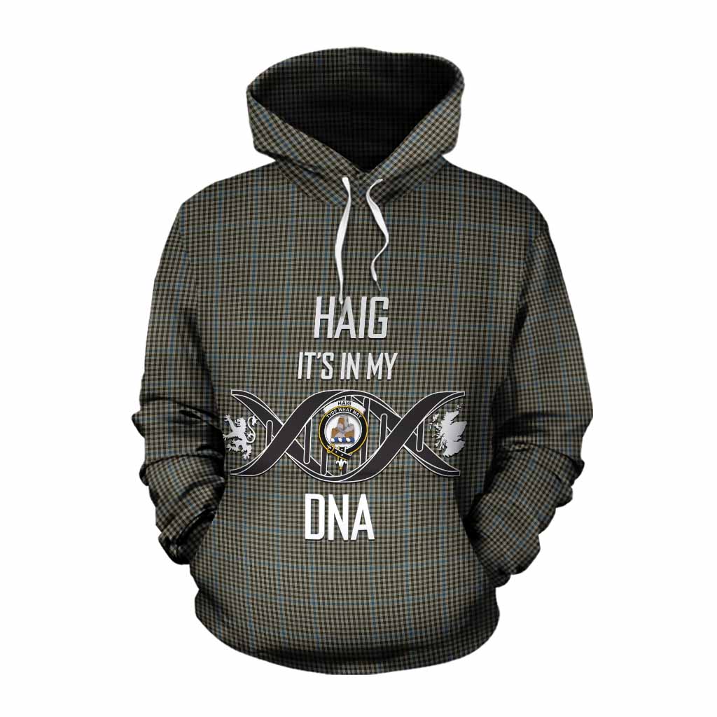 Tartan Vibes Clothing Haig Tartan Cotton Hoodie with Family Crest DNA In Me Style