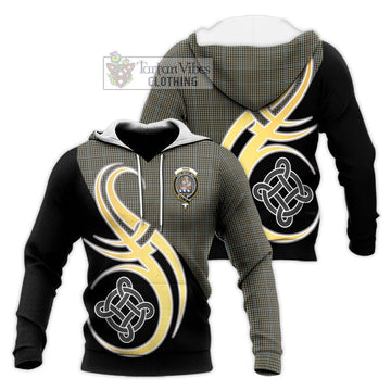 Haig Tartan Knitted Hoodie with Family Crest and Celtic Symbol Style