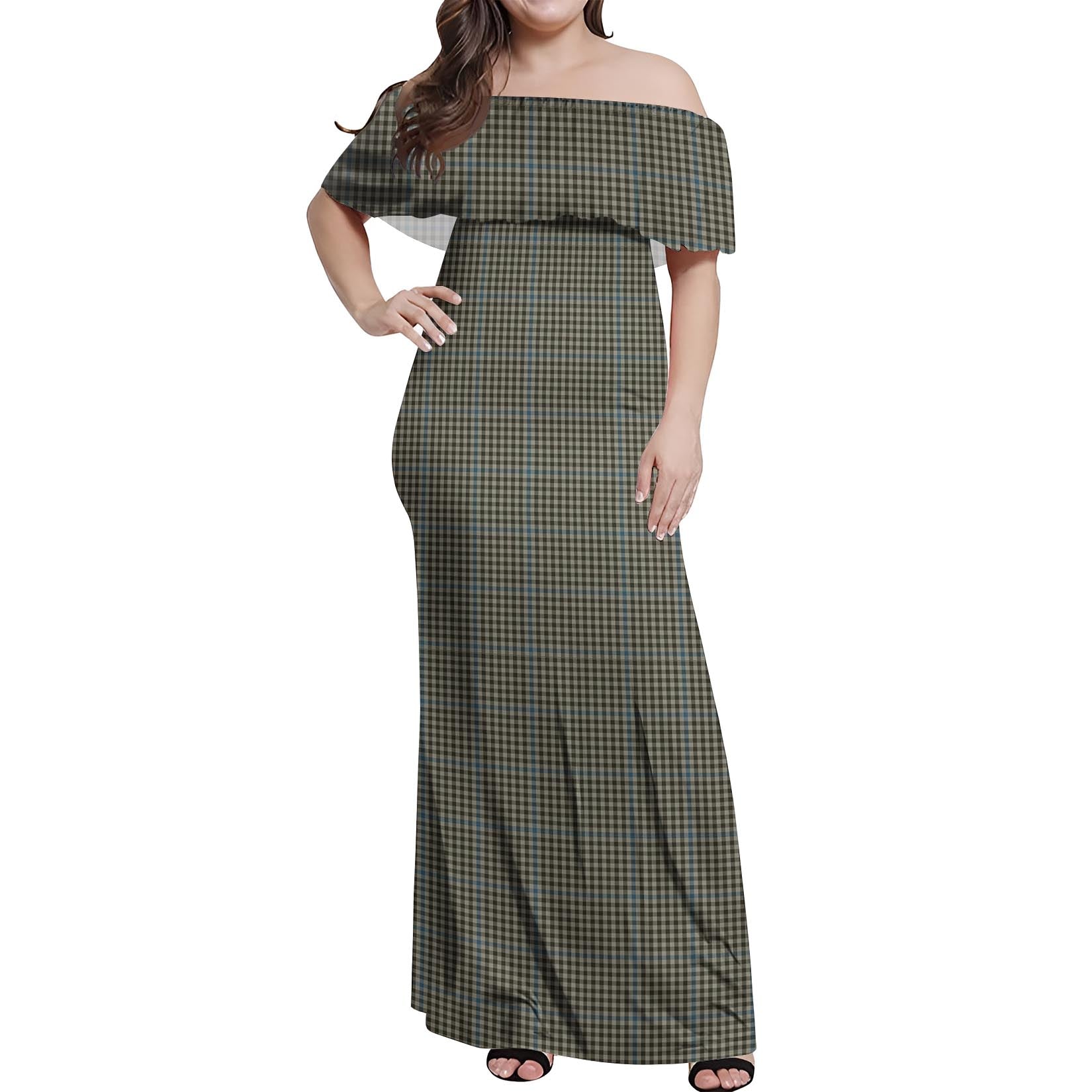 Haig Tartan Off Shoulder Long Dress Women's Dress - Tartanvibesclothing