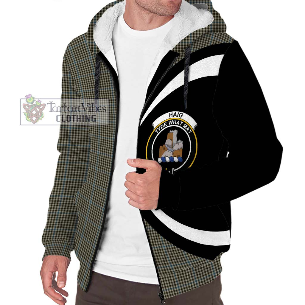 Haig Tartan Sherpa Hoodie with Family Crest Circle Style Unisex S - Tartan Vibes Clothing