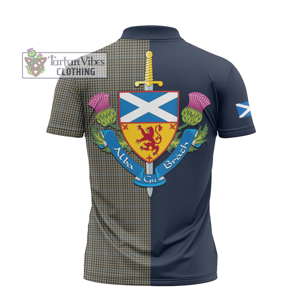 Tartan Vibes Clothing Haig Tartan Zipper Polo Shirt with Scottish Lion Royal Arm Half Style