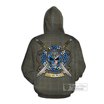 Haig Tartan Cotton Hoodie with Family Crest Celtic Skull Style