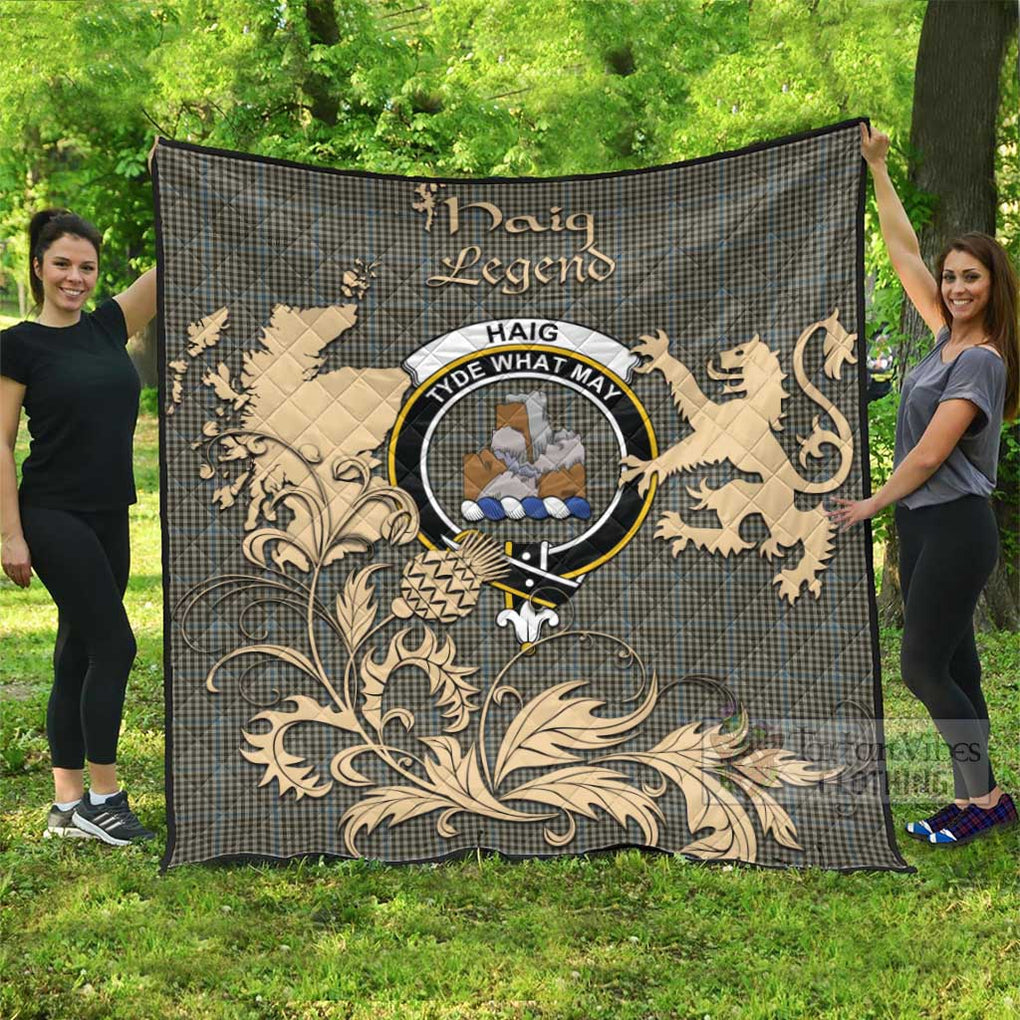 Tartan Vibes Clothing Haig Tartan Quilt with Family Crest and Scottish Symbol Style