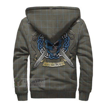 Haig Tartan Sherpa Hoodie with Family Crest Celtic Skull Style