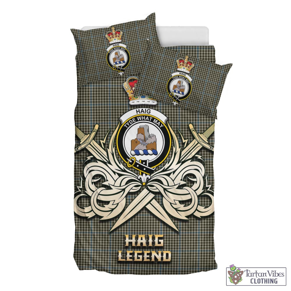 Tartan Vibes Clothing Haig Tartan Bedding Set with Clan Crest and the Golden Sword of Courageous Legacy