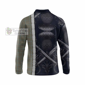 Haig Tartan Long Sleeve Polo Shirt with Family Crest Cross Sword Thistle Celtic Vibes