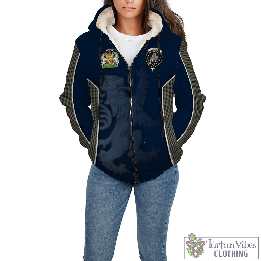 Tartan Vibes Clothing Haig Tartan Sherpa Hoodie with Family Crest and Lion Rampant Vibes Sport Style