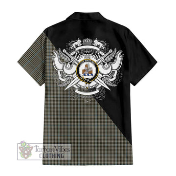 Haig Tartan Short Sleeve Button Shirt with Family Crest and Military Logo Style