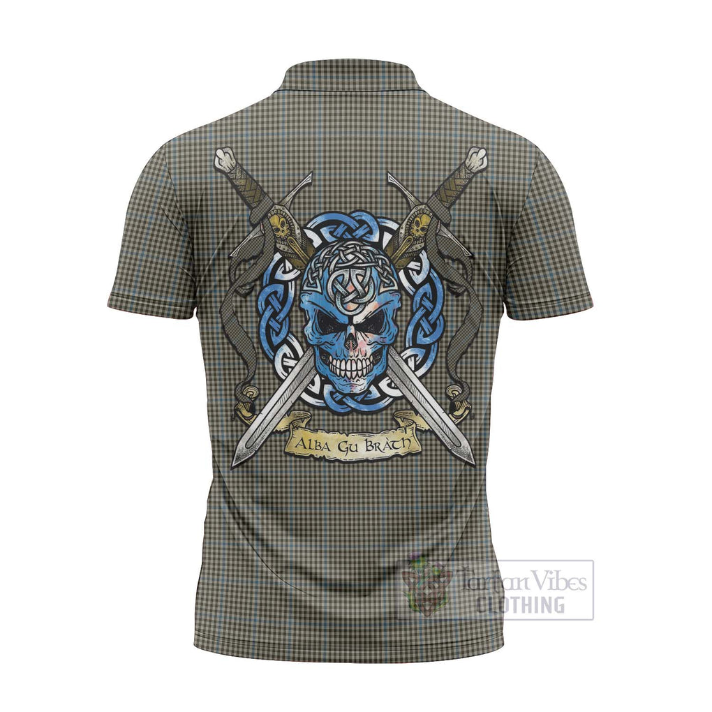 Tartan Vibes Clothing Haig Tartan Zipper Polo Shirt with Family Crest Celtic Skull Style