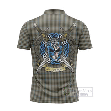 Haig Tartan Zipper Polo Shirt with Family Crest Celtic Skull Style