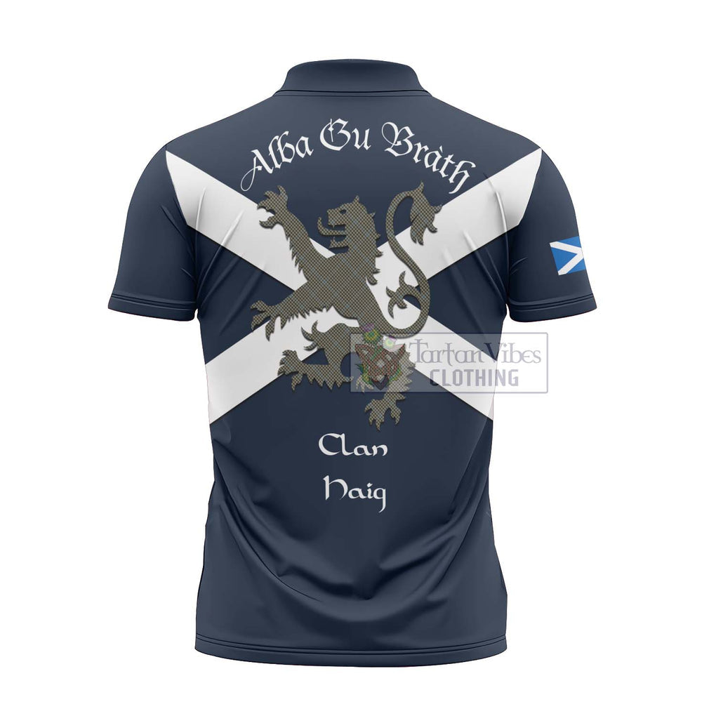 Tartan Vibes Clothing Haig Tartan Lion Rampant Zipper Polo Shirt – Proudly Display Your Heritage with Alba Gu Brath and Clan Name