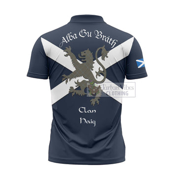 Haig Tartan Lion Rampant Zipper Polo Shirt Proudly Display Your Heritage with Alba Gu Brath and Clan Name