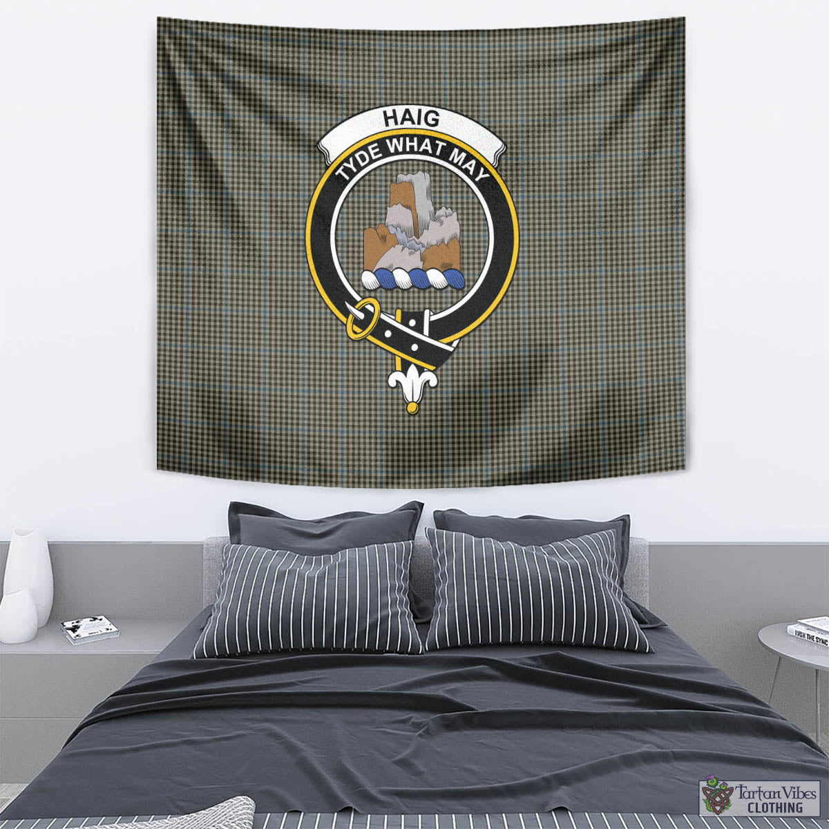 Tartan Vibes Clothing Haig Tartan Tapestry Wall Hanging and Home Decor for Room with Family Crest