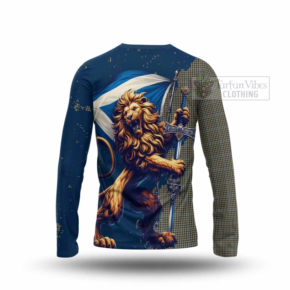 Tartan Vibes Clothing Haig Tartan Family Crest Long Sleeve T-Shirt with Scottish Majestic Lion