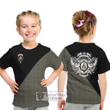 Haig Tartan Kid T-Shirt with Family Crest and Military Logo Style