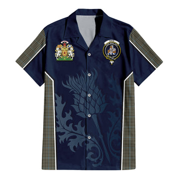 Haig Tartan Short Sleeve Button Up Shirt with Family Crest and Scottish Thistle Vibes Sport Style