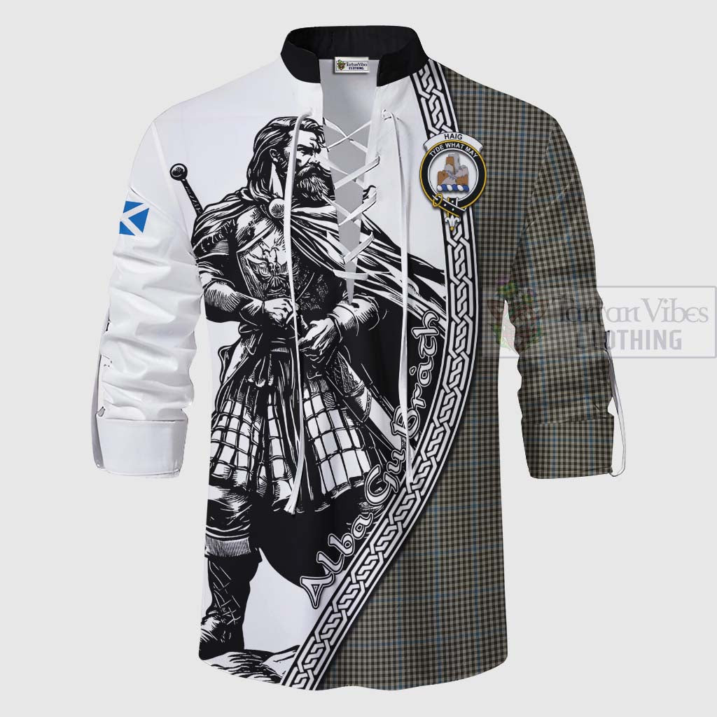 Tartan Vibes Clothing Haig Tartan Clan Crest Ghillie Kilt Shirt with Highlander Warrior Celtic Style