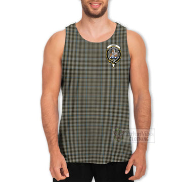 Haig Tartan Men's Tank Top with Family Crest and Bearded Skull Holding Bottles of Whiskey