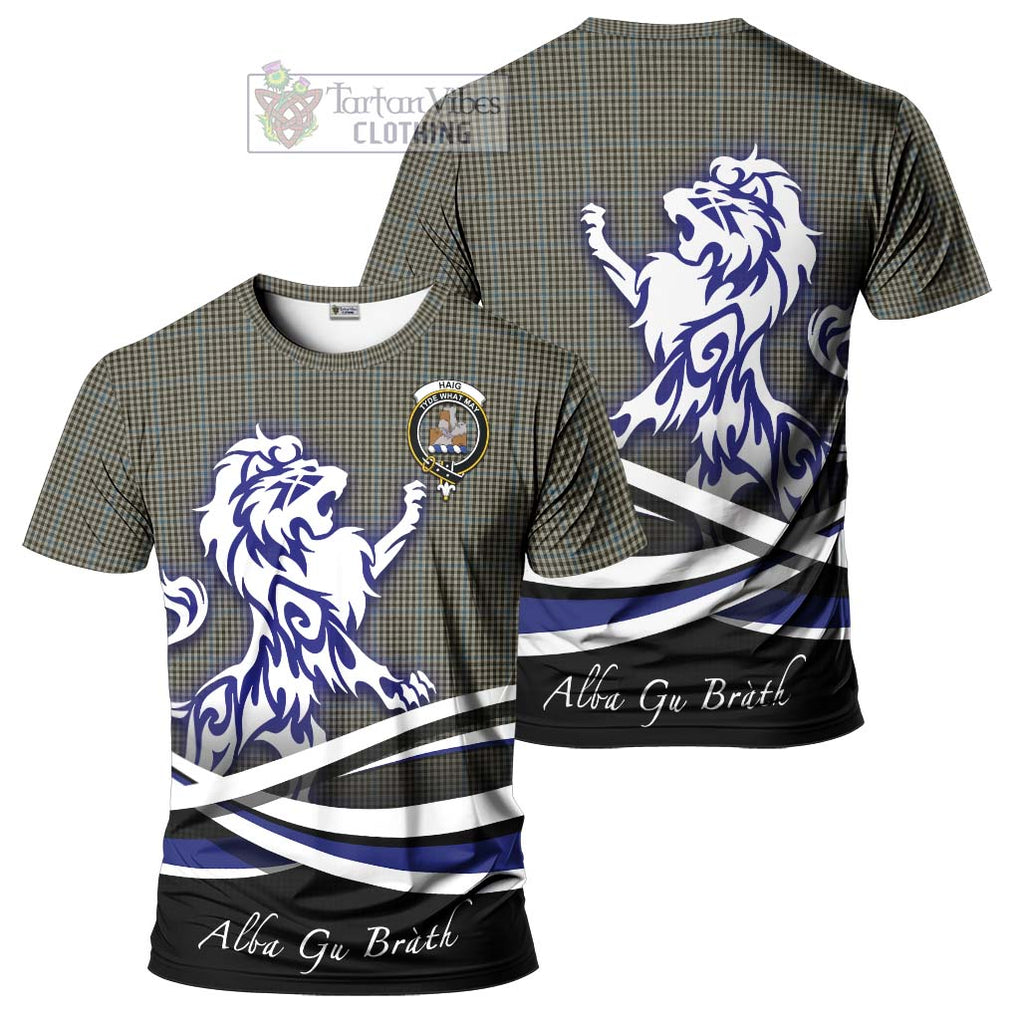 Tartan Vibes Clothing Haig Tartan Cotton T-shirt with Alba Gu Brath Regal Lion Emblem