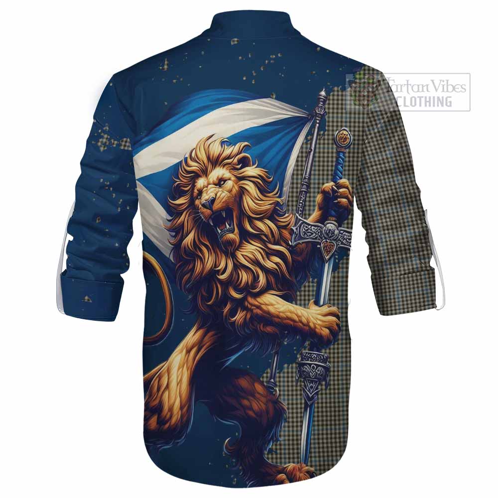 Tartan Vibes Clothing Haig Tartan Family Crest Ghillie Kilt Shirt with Scottish Majestic Lion