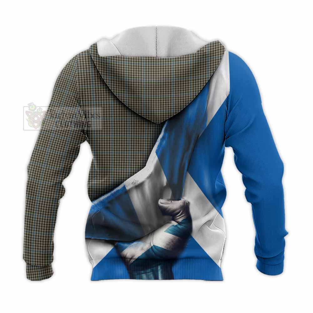 Tartan Vibes Clothing Haig Tartan Knitted Hoodie with Family Crest Scotland Patriotic Style