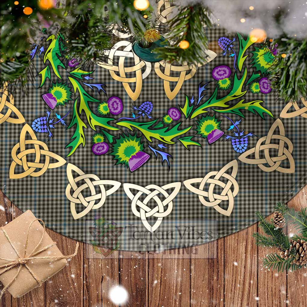 Tartan Vibes Clothing Haig Tartan Christmas Tree Skirt with Thistle Celtic Knot Style