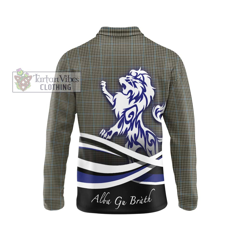 Haig Tartan Long Sleeve Polo Shirt with Alba Gu Brath Regal Lion Emblem - Tartanvibesclothing Shop