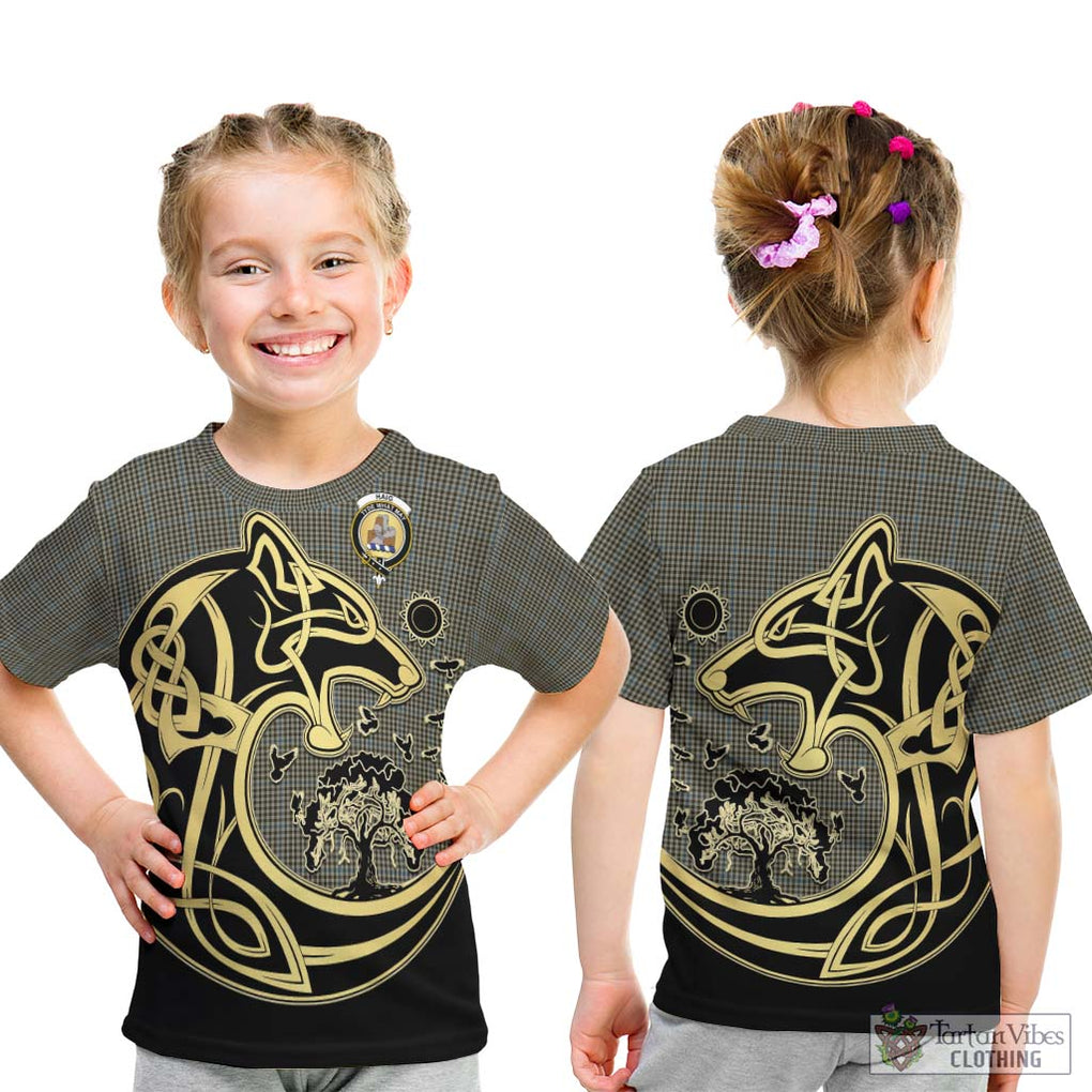 Haig Tartan Kid T-Shirt with Family Crest Celtic Wolf Style - Tartan Vibes Clothing