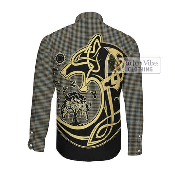 Haig Tartan Long Sleeve Button Shirt with Family Crest Celtic Wolf Style