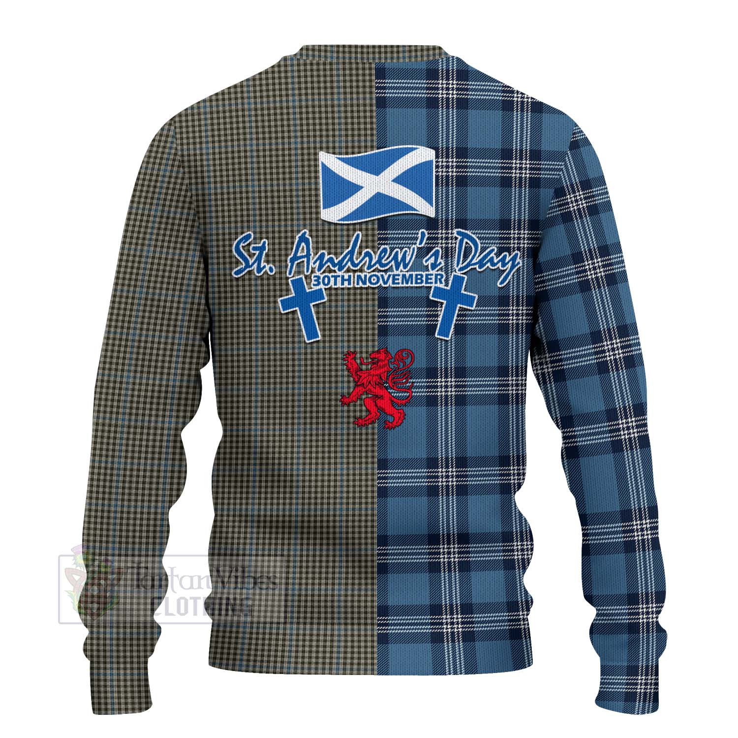 Tartan Vibes Clothing Haig Tartan Knitted Sweater Happy St. Andrew's Day Half Tartan Style