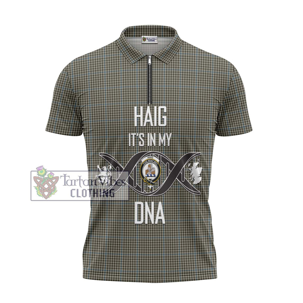 Haig Tartan Zipper Polo Shirt with Family Crest DNA In Me Style - Tartanvibesclothing Shop