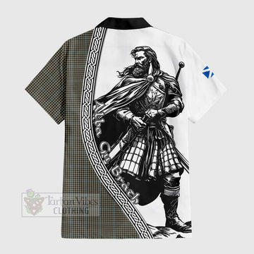 Haig Tartan Clan Crest Short Sleeve Button Shirt with Highlander Warrior Celtic Style