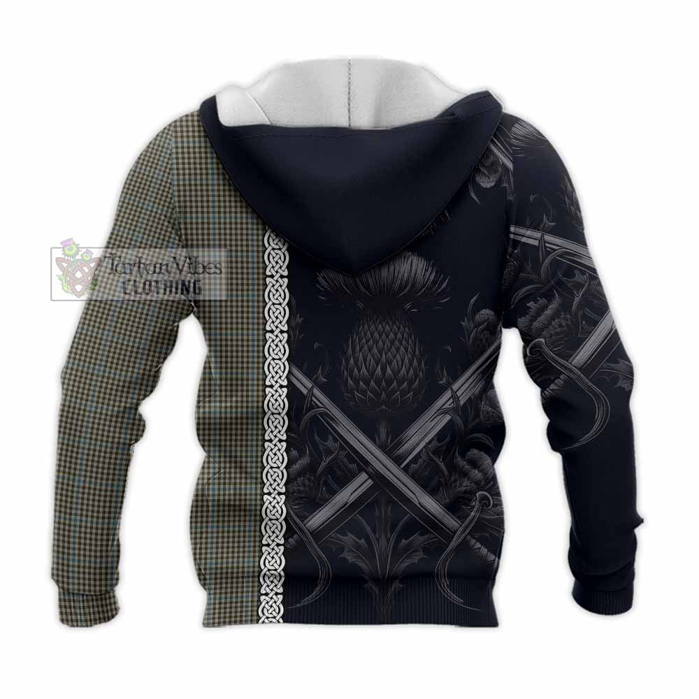 Haig Tartan Knitted Hoodie with Family Crest Cross Sword Thistle Celtic Vibes - Tartan Vibes Clothing