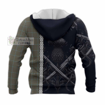 Haig Tartan Knitted Hoodie with Family Crest Cross Sword Thistle Celtic Vibes