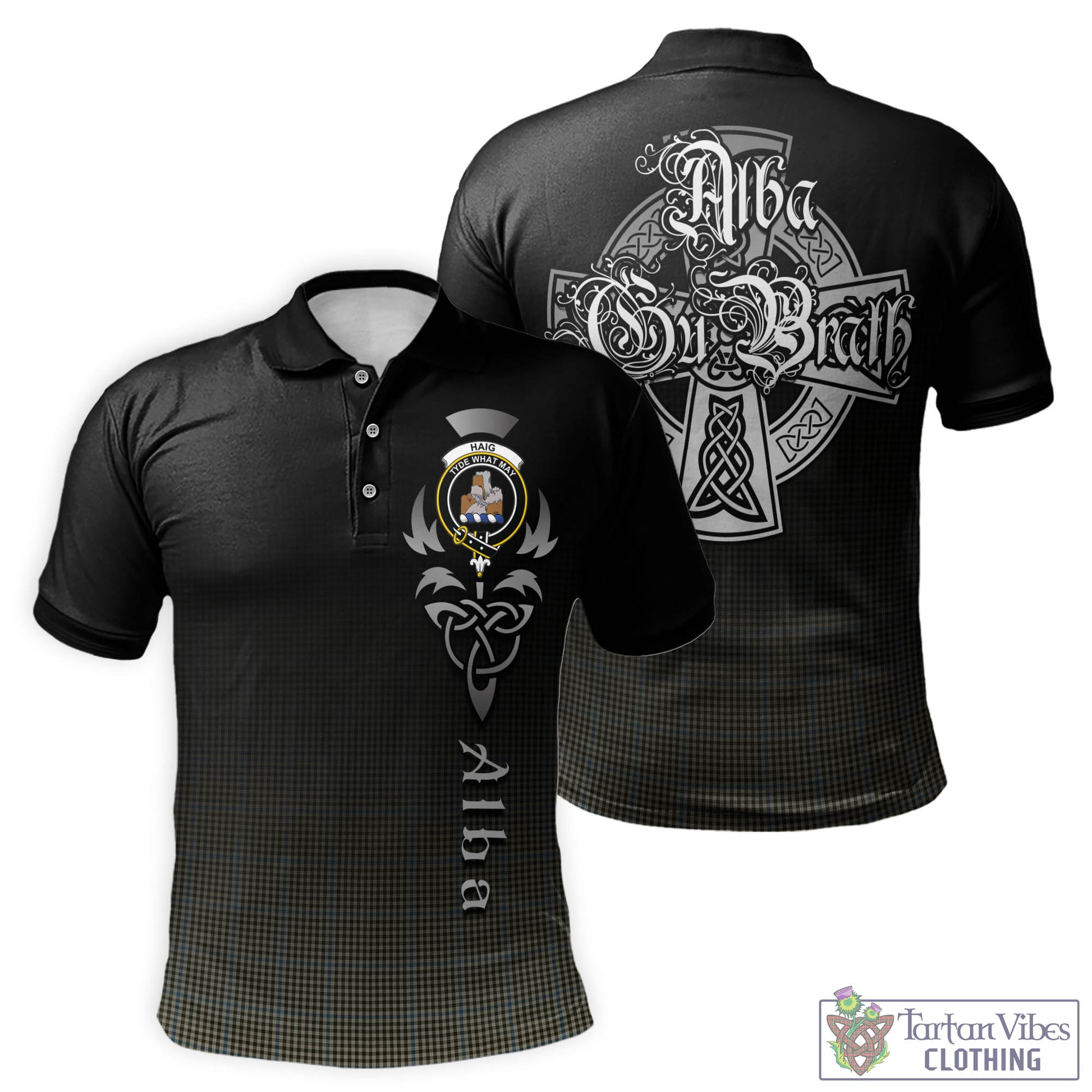 Tartan Vibes Clothing Haig Tartan Polo Shirt Featuring Alba Gu Brath Family Crest Celtic Inspired