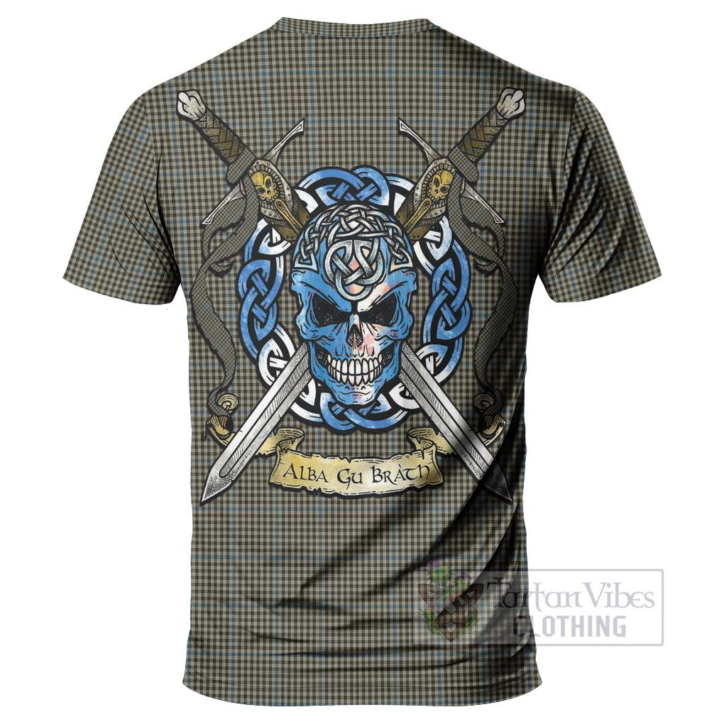 Tartan Vibes Clothing Haig Tartan T-Shirt with Family Crest Celtic Skull Style