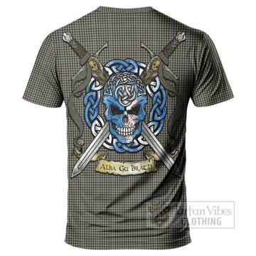 Haig Tartan T-Shirt with Family Crest Celtic Skull Style