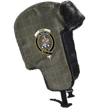 Haig Tartan Winter Trapper Hat with Family Crest